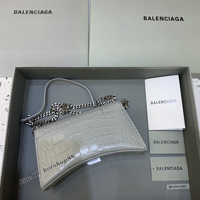 Balenciaga專櫃爆款鱷魚紋鏈條包女士肩背包 巴黎世家沙漏鏈條斜挎包 fyj1885